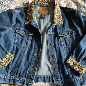 Cropped Denim Jacket with cheetah accents